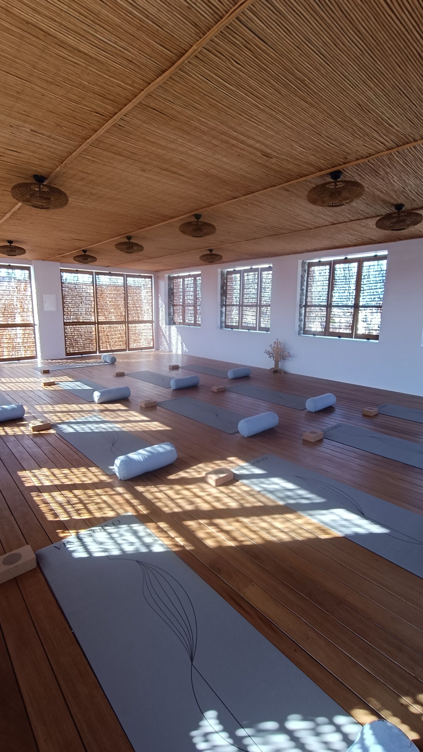 yoga class in koukoumi’s wellness room